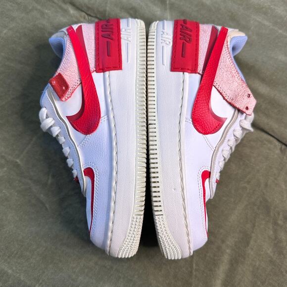 Nike Air Force 1 Shadow Cracked Leather White-Red Women's Size 6 - Picture 5 of 10